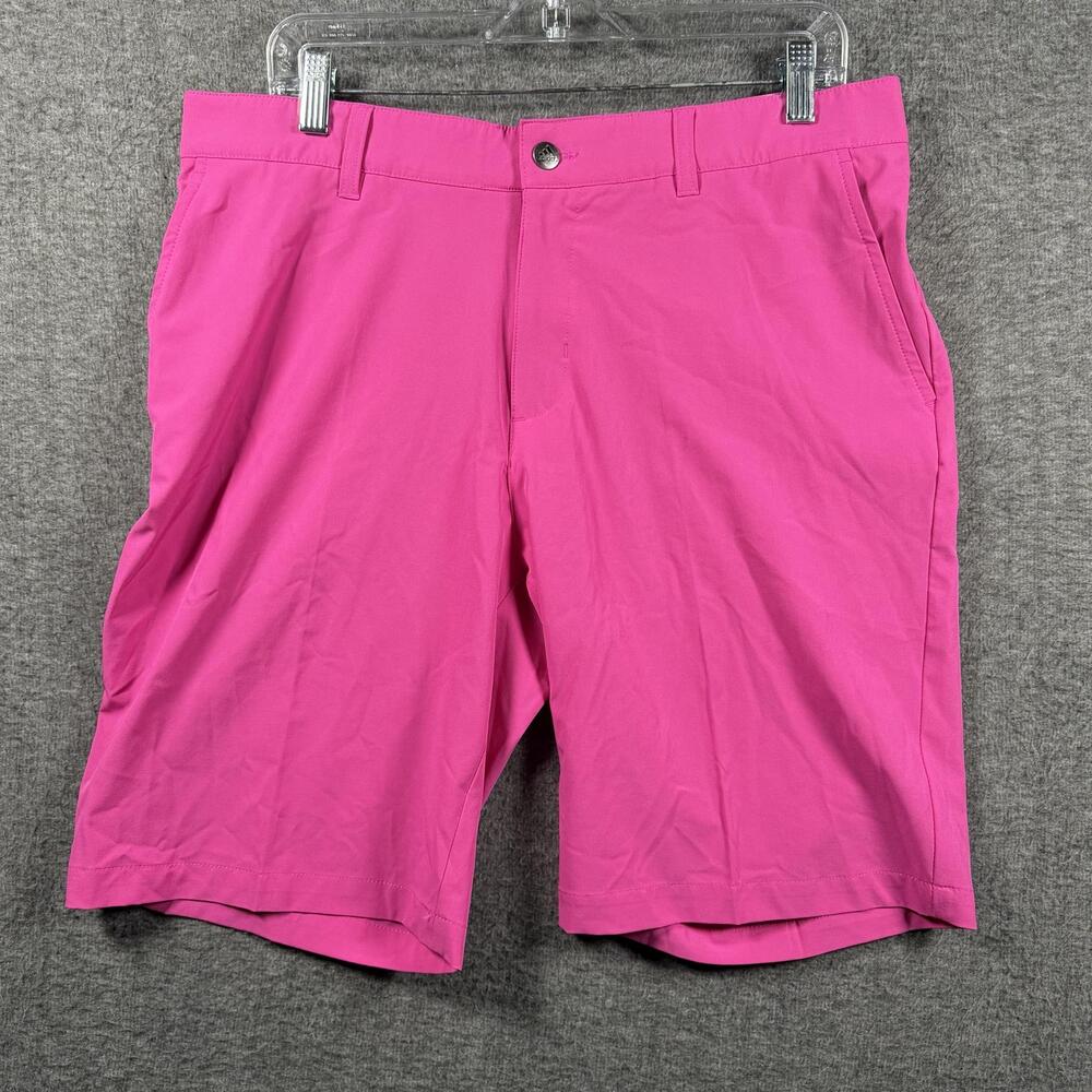 Adidas Shorts Mens 34 Pink Stretch Chino Microfiber Pockets Golf Camp Dad Short